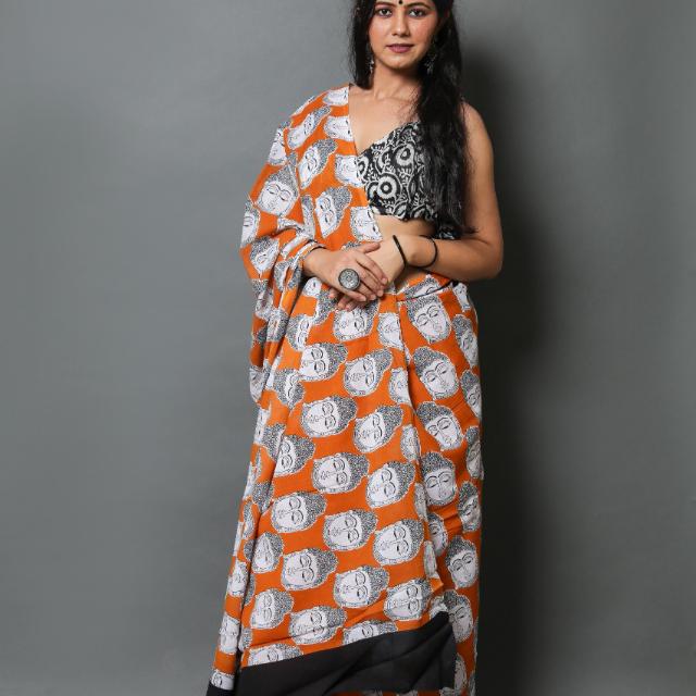 Rk hand printed cotton sarees