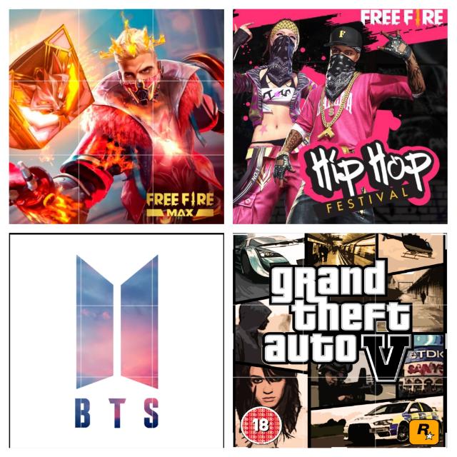Free Fire Max (Updates Also), Free Fire (Updates Also), B.T.S (Updates Also)And GTA V (Updates Also)