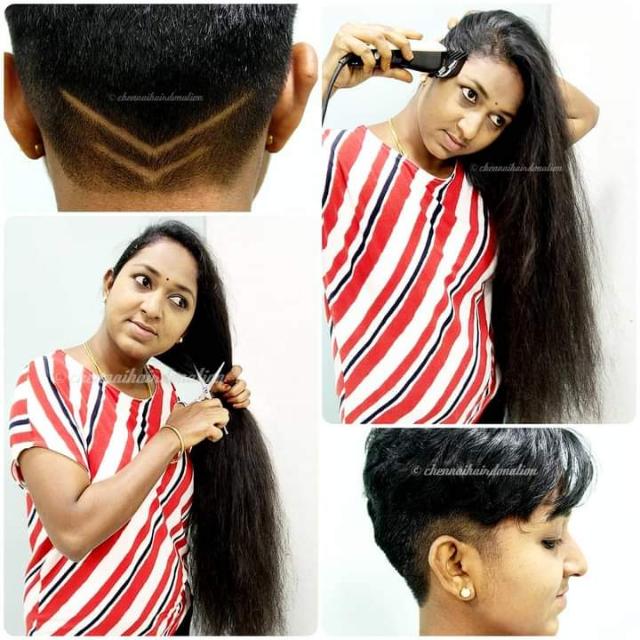 Long hair/ headshave / Mottai / Hair donation