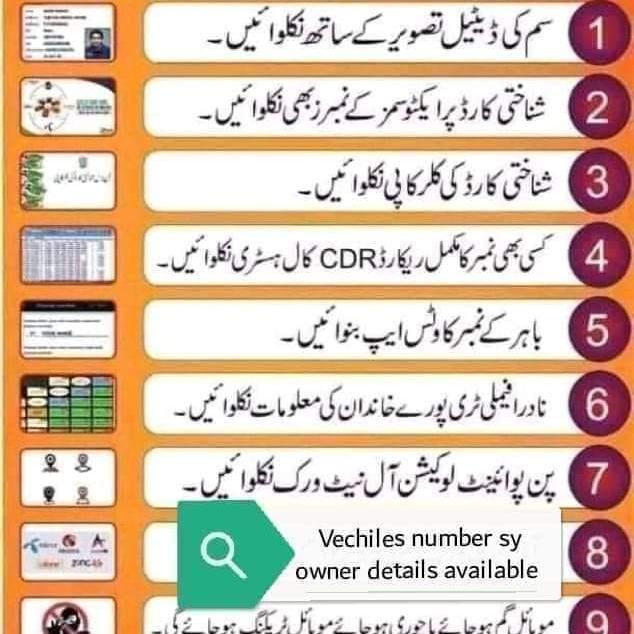Nadra or sim ki details available 
