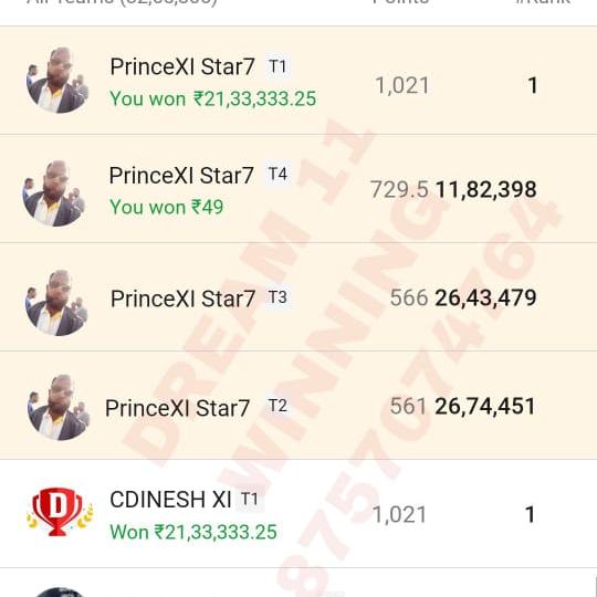 Dream 11 tame 