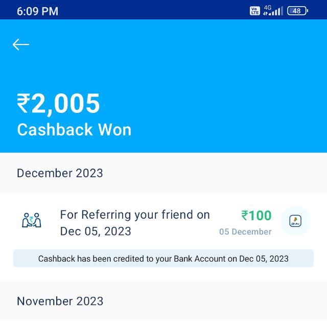Cashback ₹100 real money 🤑🥰
